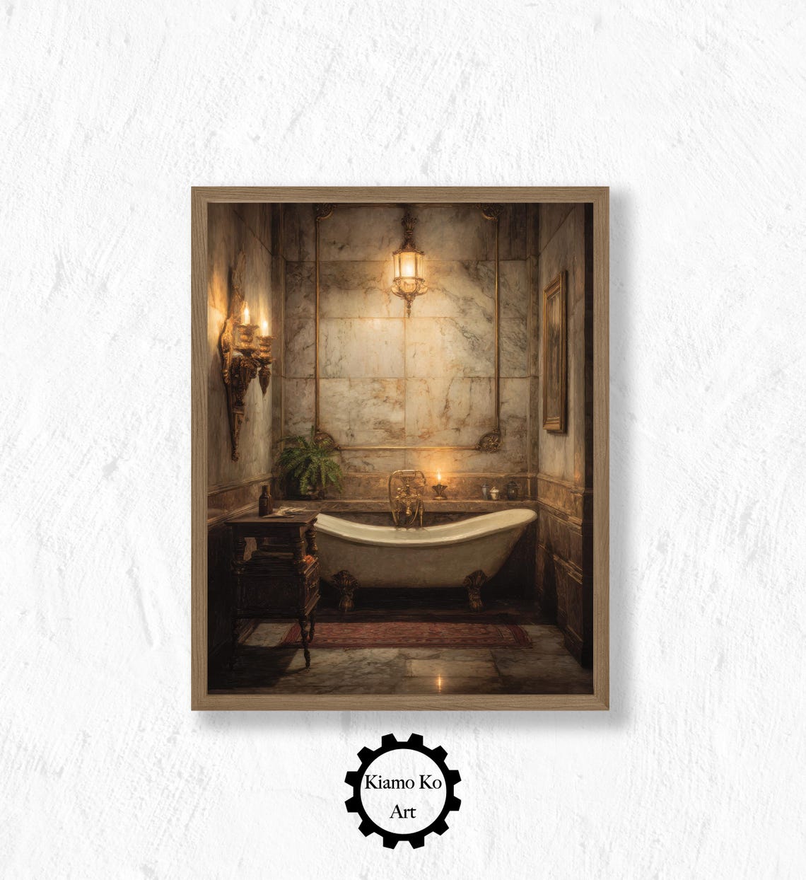 Elegant Marble Bathroom With Clawfoot Tub Soft Window Light Poster