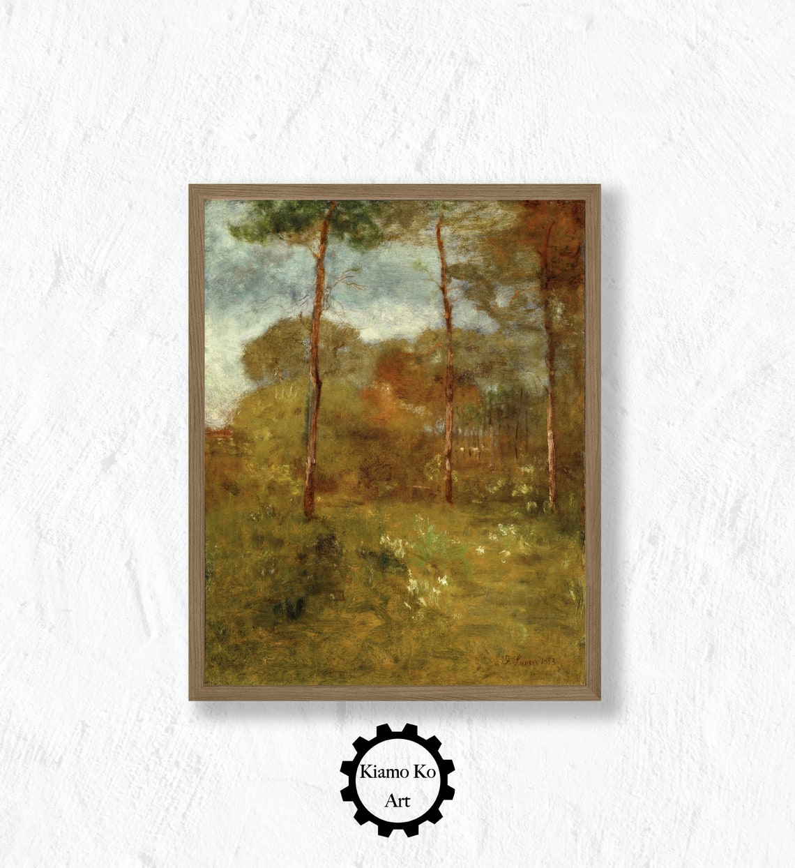 Misty Autumn Forest Path Vintage Impressionist Painting Poster