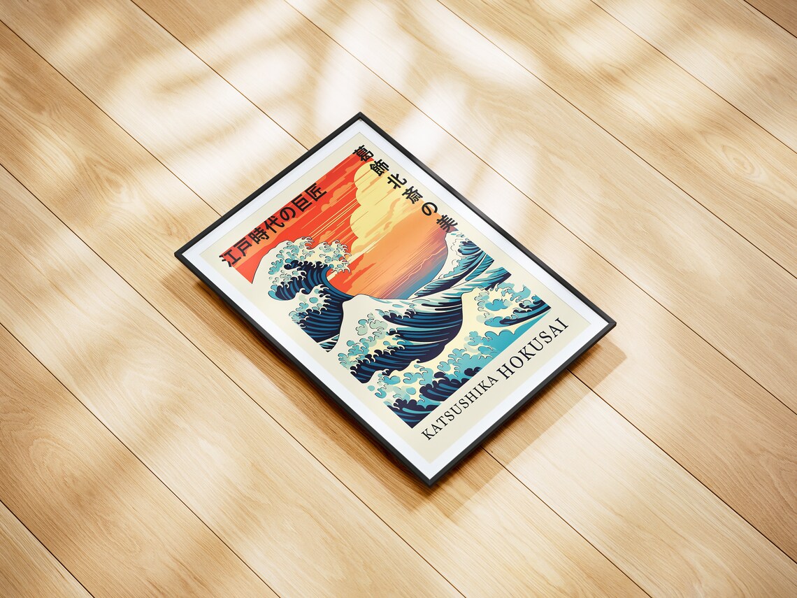 Hokusai Great Wave Japanese Woodblock Sunset Ocean Art Poster - Image 4