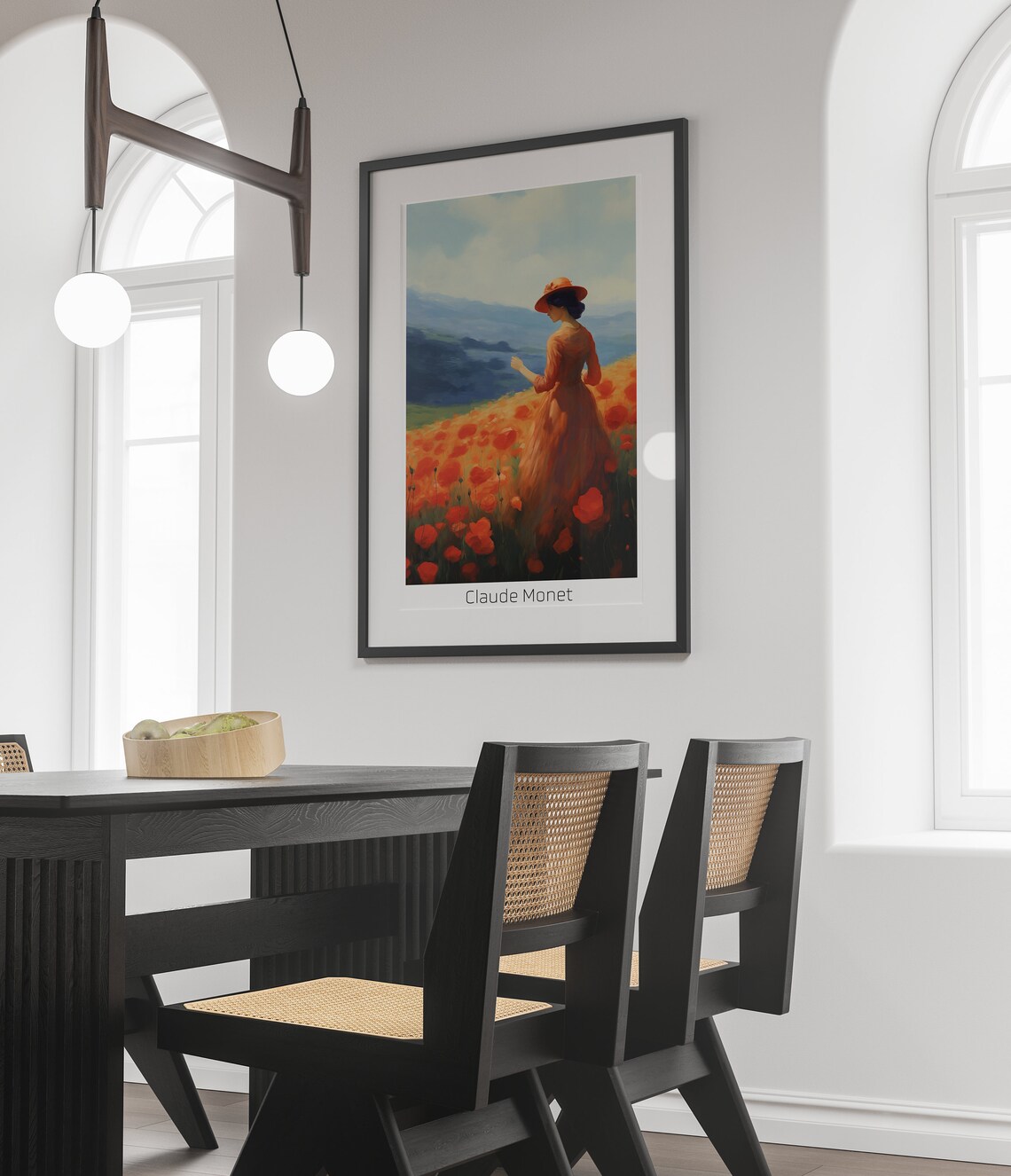 Claude Monet Style Orange Poppy Field Woman Impressionist Poster - Image 3