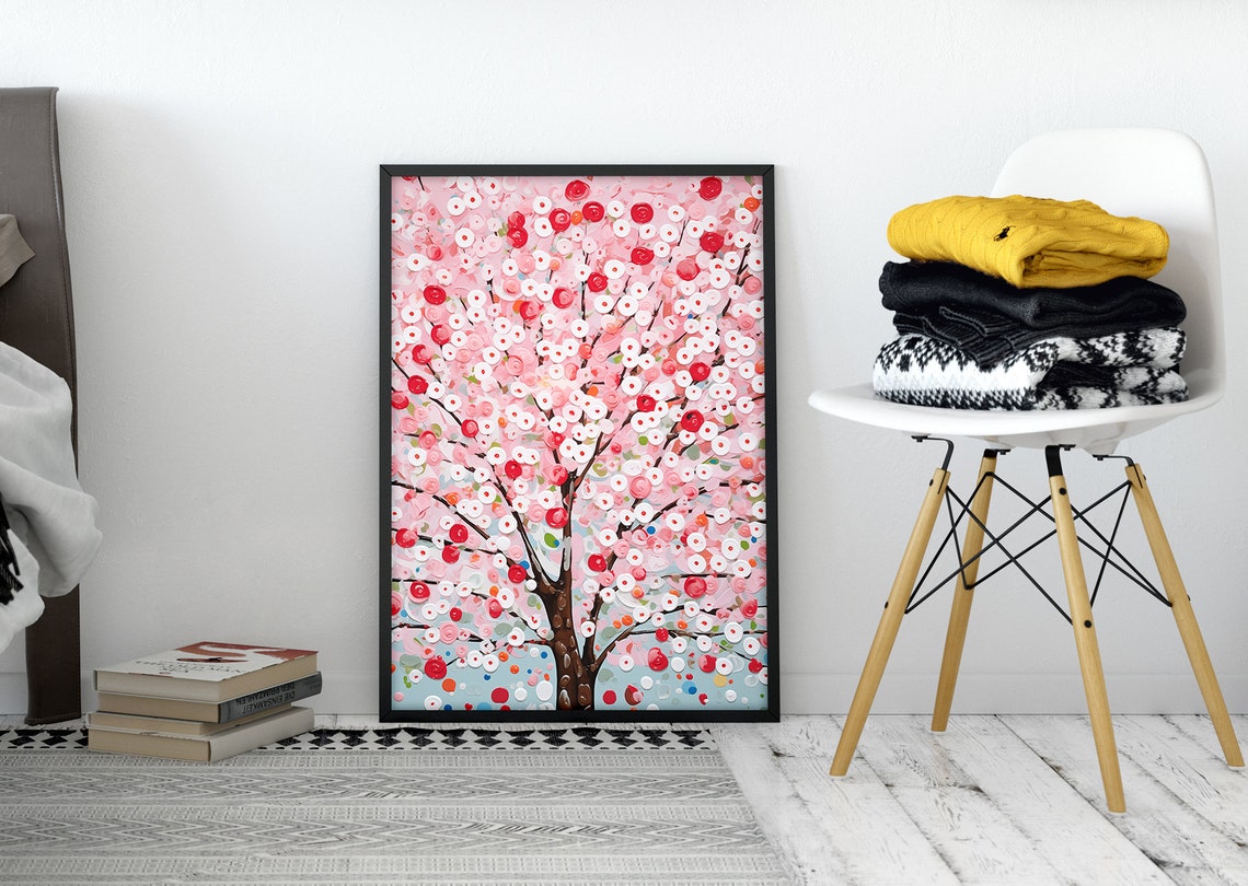 Damien Hirst Poster Cherry Blossom Painting Botanical Wall Art Oil Painting Modern Art Flower Art Floral Painting - Image 2