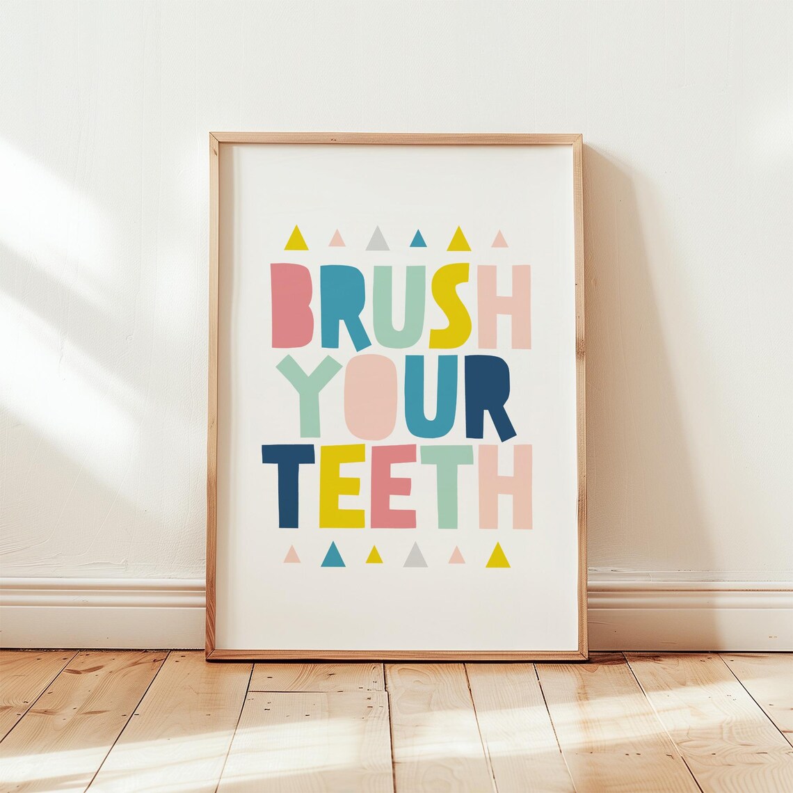 Brush Your Teeth Colorful Kids Bathroom Reminder Sign Wall Art - Image 3