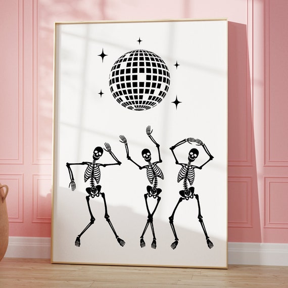 Dancing Skeletons Halloween Disco Poster