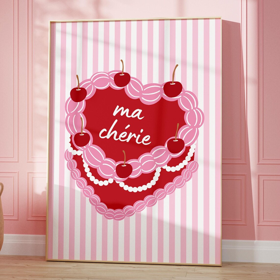 Cherry Ma Cherie Heart Cake Trendy Art Print