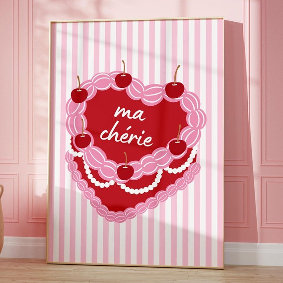 Cherry Ma Cherie Heart Cake Trendy Art Print