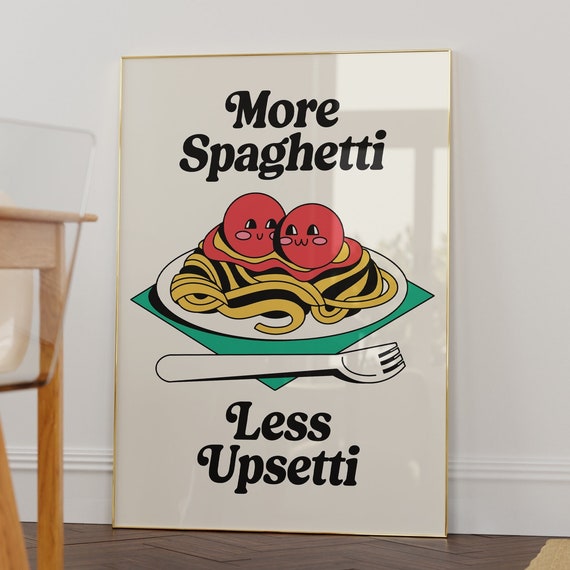 Spaghetti Retro Kitchen Art Print, Pasta Poster