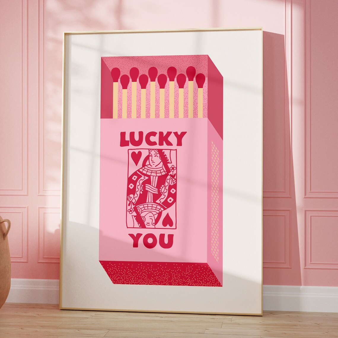 Lucky You Preppy Pink Playing Card Art Print