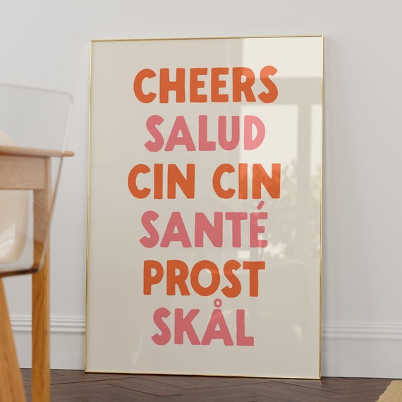 Cheers Trendy Bar Cart Kitchen Decor Art Print
