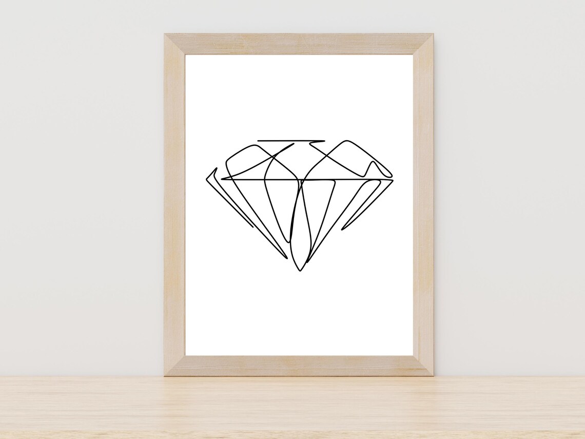 Single Line Diamond Modern Geometric Minimalist Gem Art Print