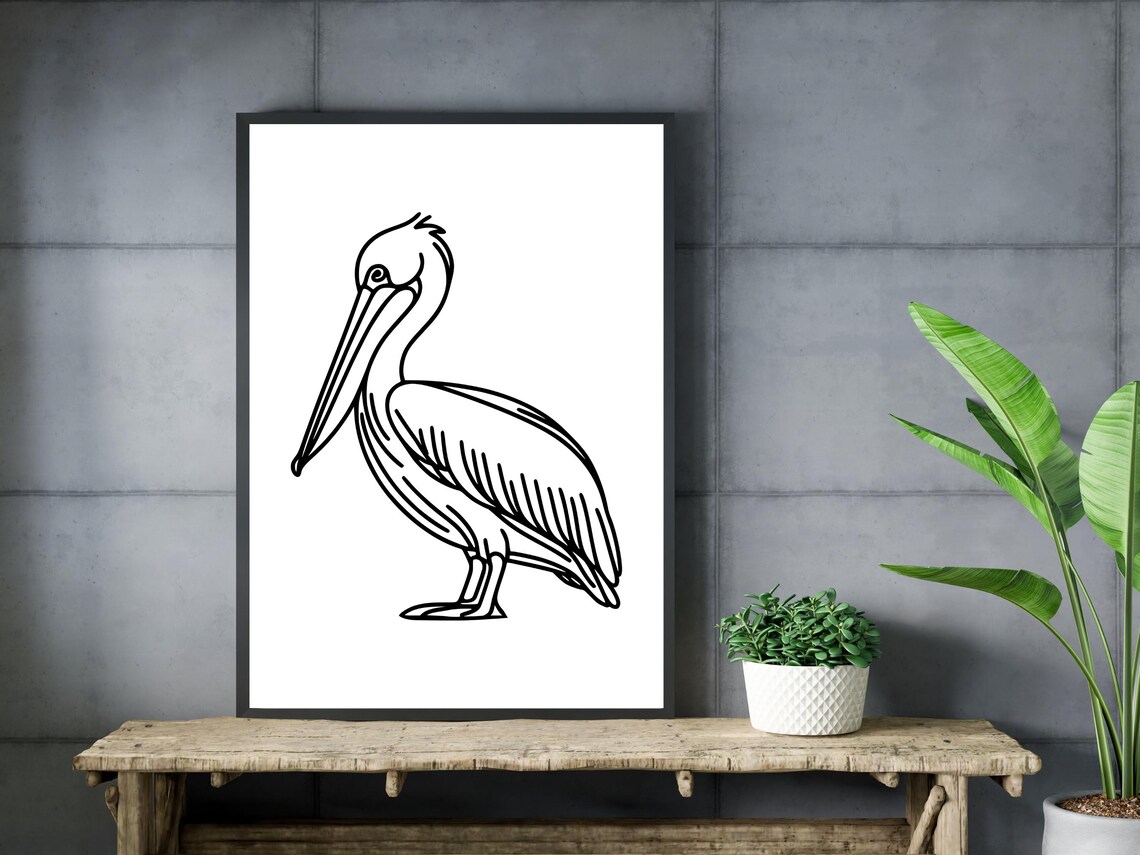 Minimalist Pelican Line Art Coastal Bird Sketch Drawing Poster - Image 3