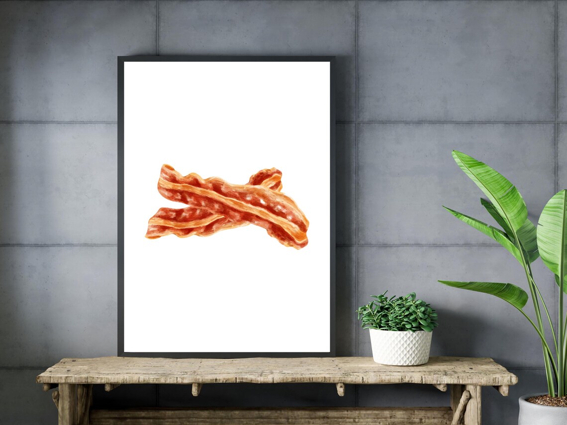 Bacon Watercolor Painting Crispy Breakfast Food Kitchen Wall Poster - Image 3