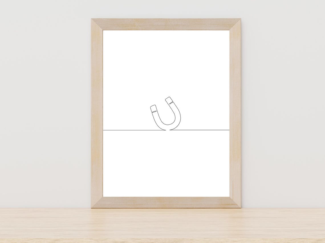 Minimalist Horseshoe Magnet Continuous Line Art Drawing Poster