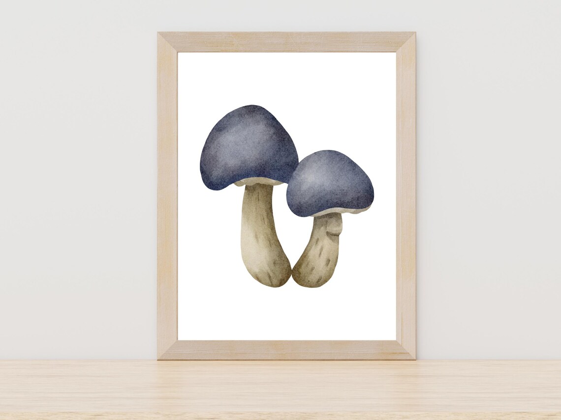 Mushroom Watercolor Painting Botanical Fungi Nature Wall Poster