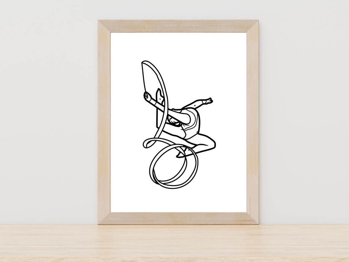 Rhythmic Gymnast Ribbon Dance Elegant Line Art Sports Poster