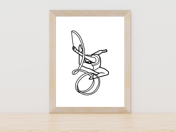 Rhythmic Gymnast Ribbon Dance Elegant Line Art Sports Poster