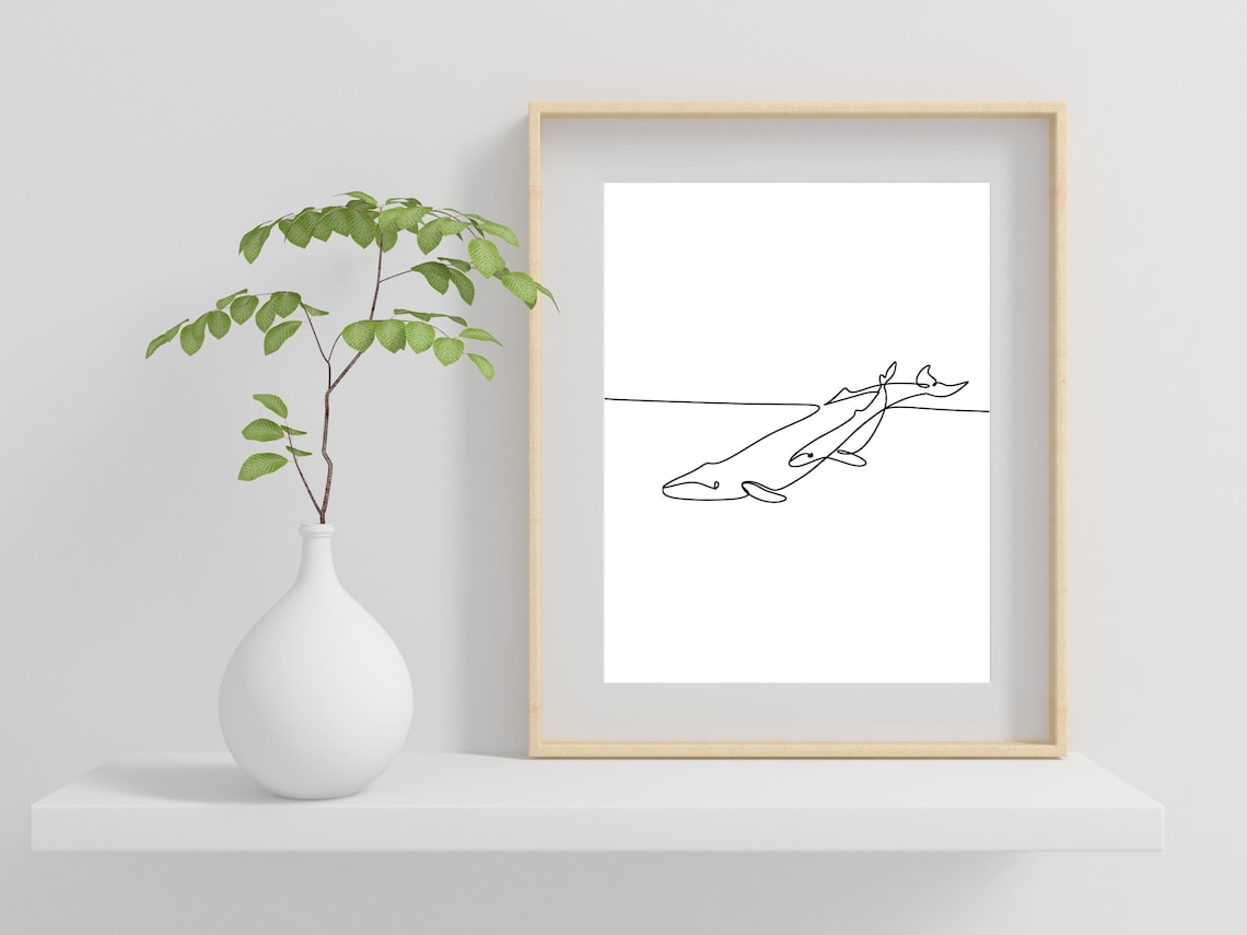 Minimalist Dolphin Single Line Art Ocean Animal Decor Poster - Image 2