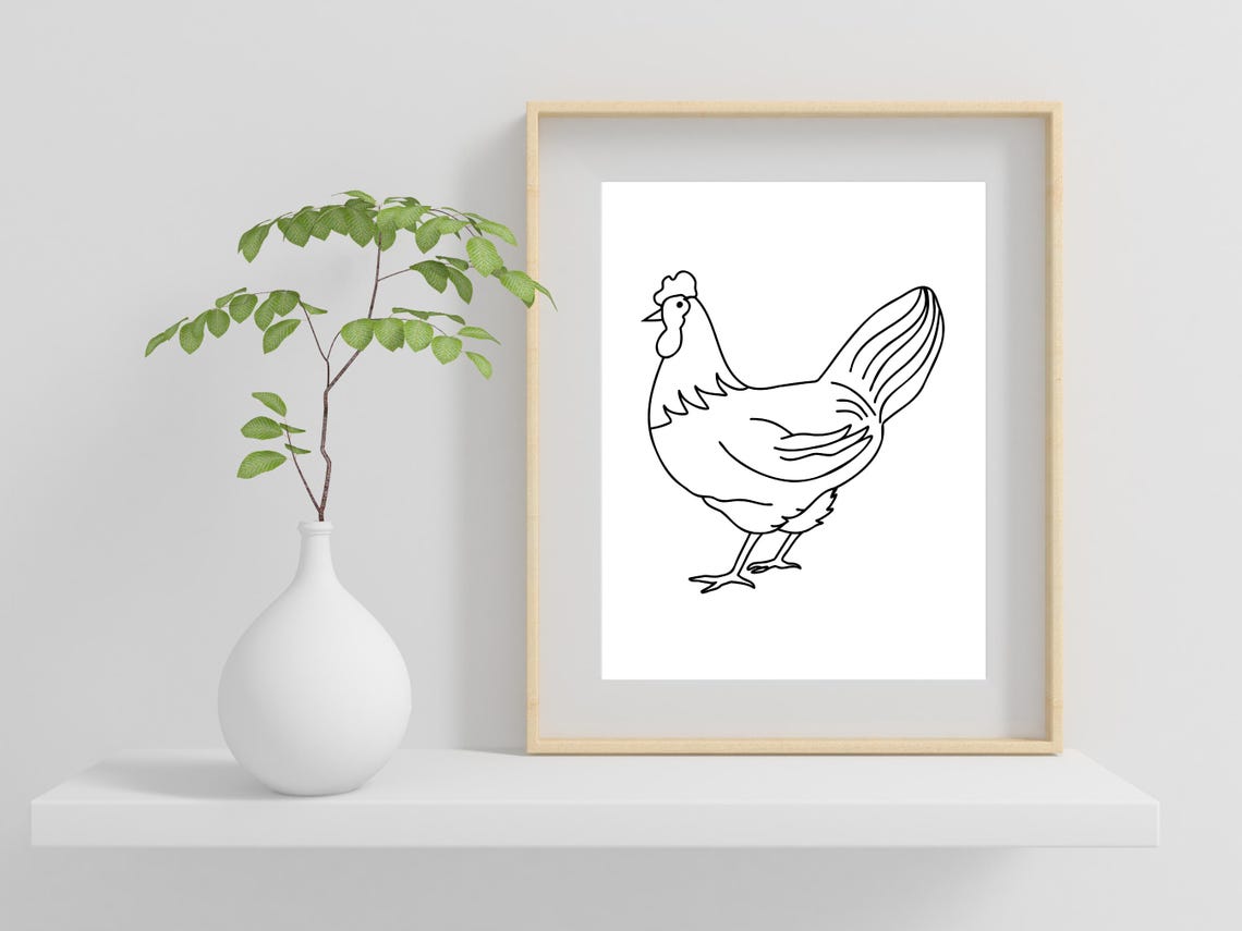 Rooster Chicken Minimalist Single Line Drawing Farm Art Poster - Image 2