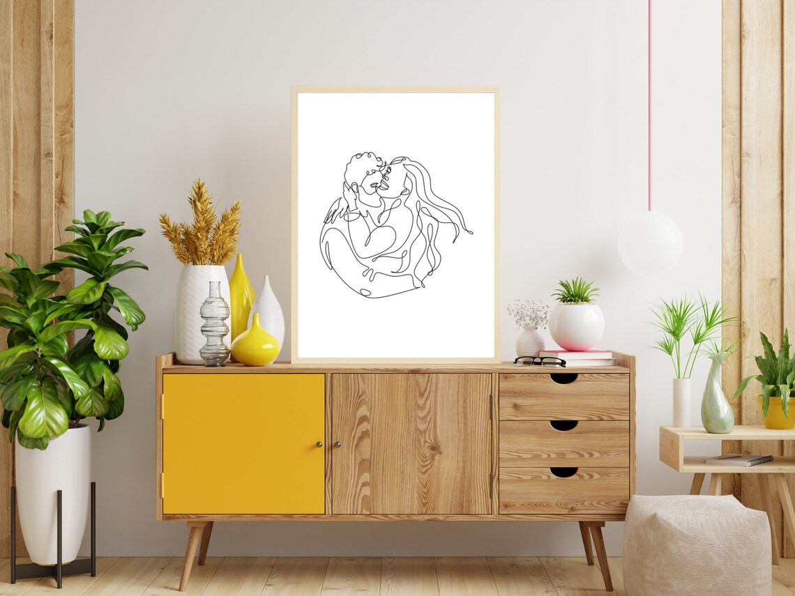 Couple Line Art Print, Black And White Bedroom Decor - Image 2