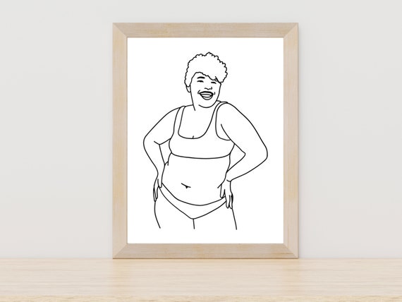 Body Positive Woman Line Art Curvy Woman Line Art Bedroom Wall Decor Nude Line Art Minimalist Wall Art Body Positive Artwork