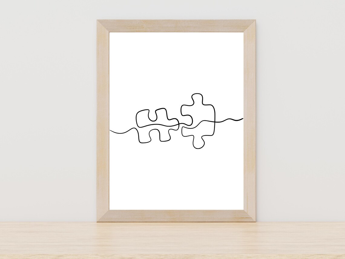 Autism Awareness Puzzle Pieces Line Art Support Cause Wall Poster