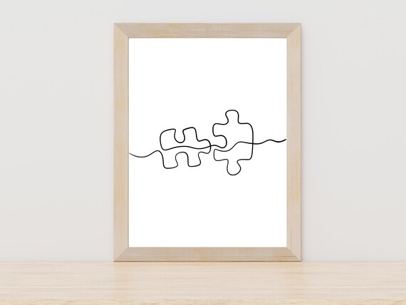 Autism Awareness Puzzle Pieces Line Art
