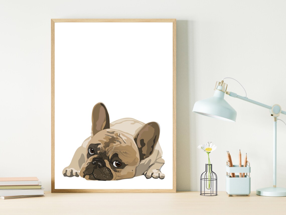 Fawn French Bulldog Puppy Portrait Cute Dog Lover Gift Wall Art - Image 3