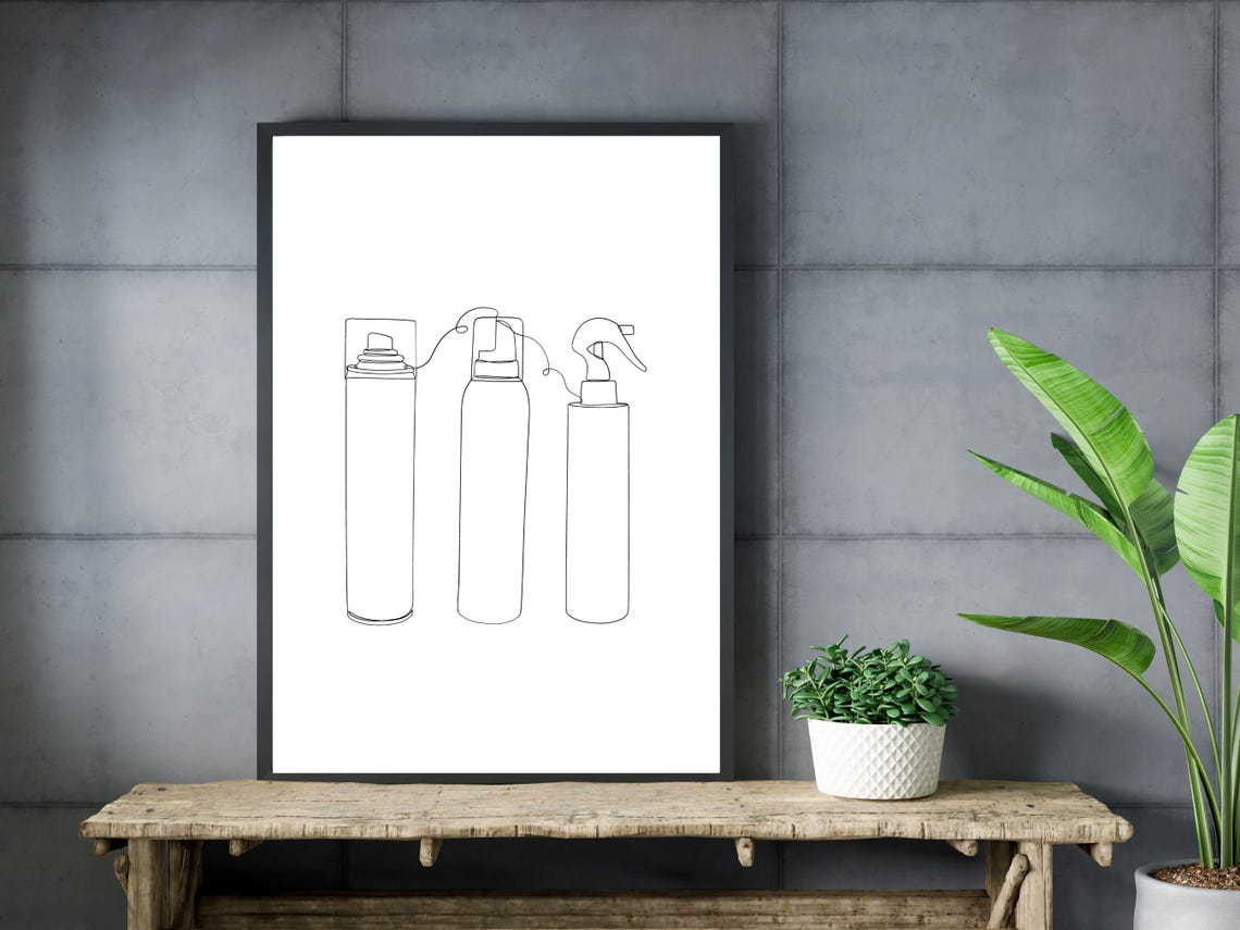 Hairspray Line Art Hairdresser Line Art Hair Salon Decor Hair Dresser Decor Hair Stylist Wall Art Barber Decor Hair Style Wall Artwork - Image 3