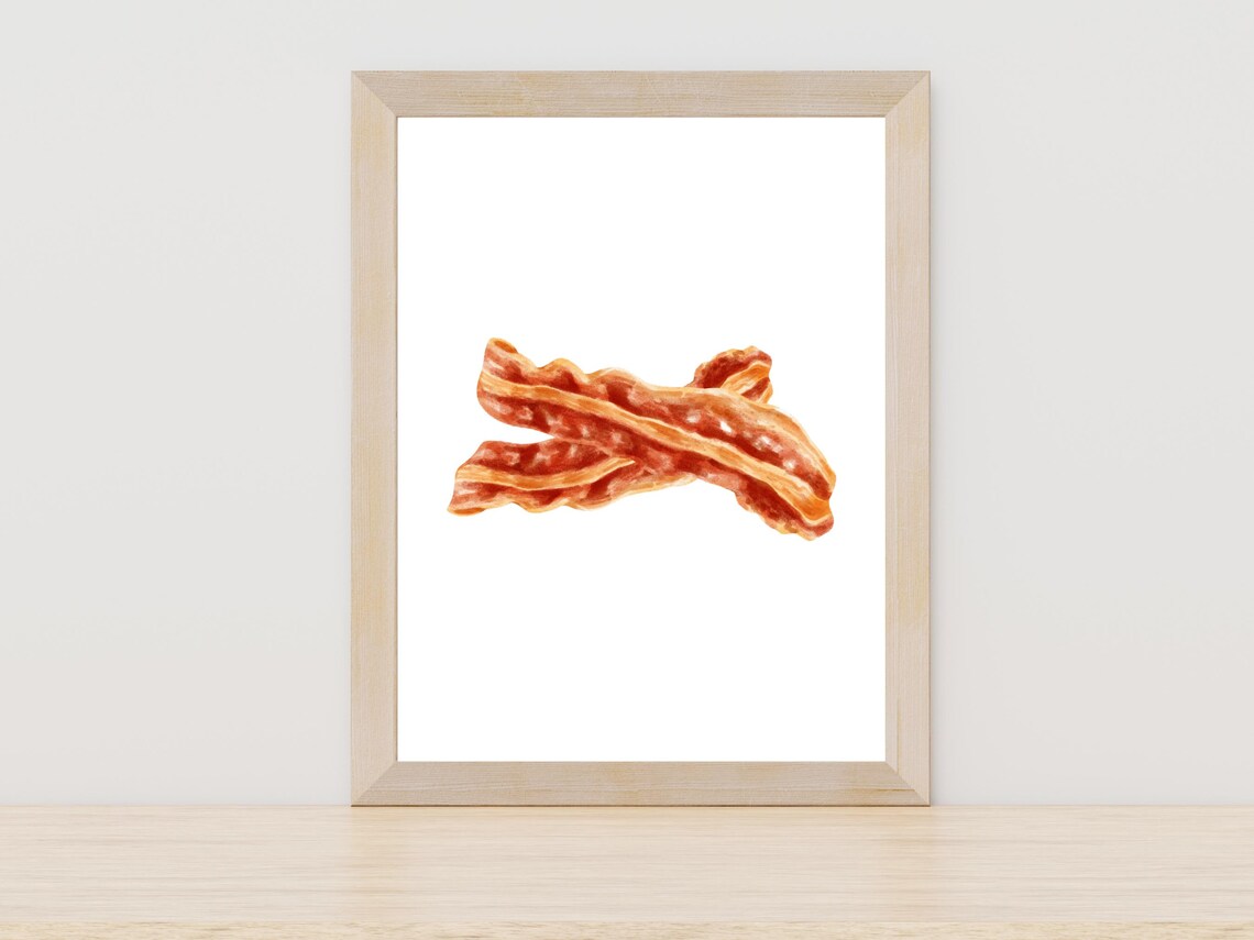 Bacon Watercolor Painting Crispy Breakfast Food Kitchen Wall Poster