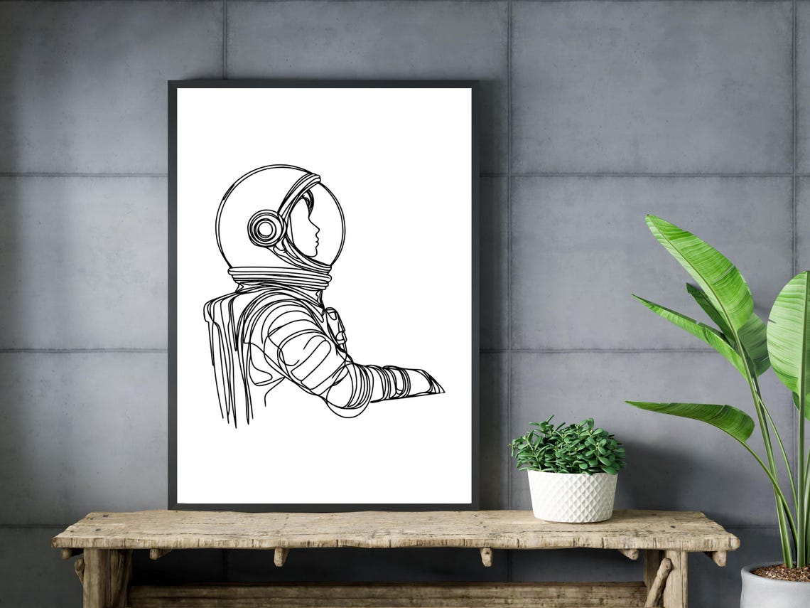 Astronaut Continuous One-Line Art Print - Image 3