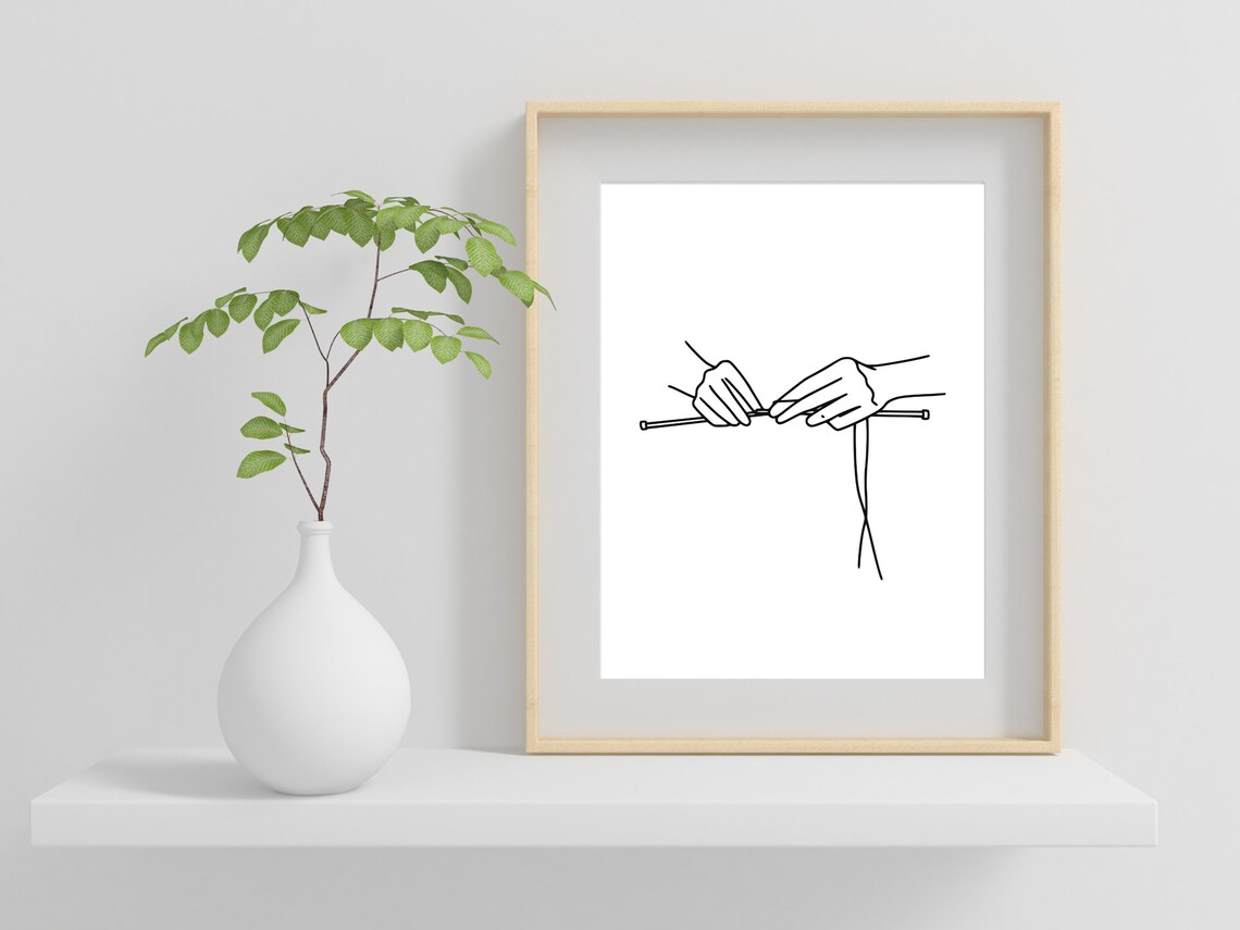 Knitting Line Art, Craft Room Wall Art Print - Image 2