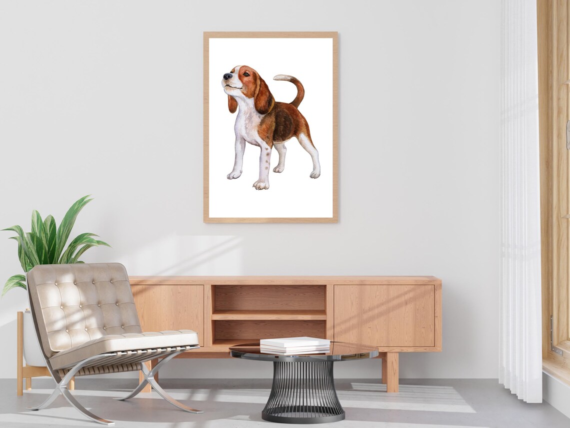 Beagle Puppy Watercolor Painting Cute Dog Portrait Pet Lover Poster - Image 4