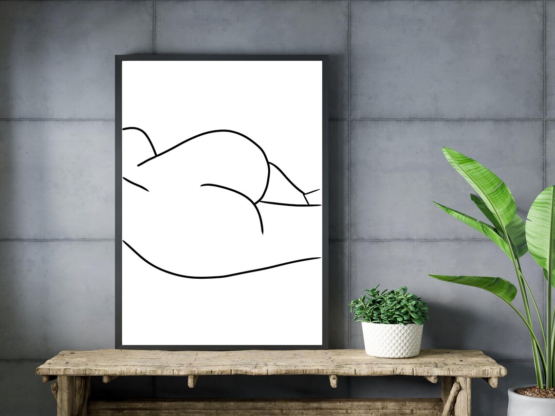 Reclining Female Figure Nude Line Art Body Positive Minimalist Poster - Image 3
