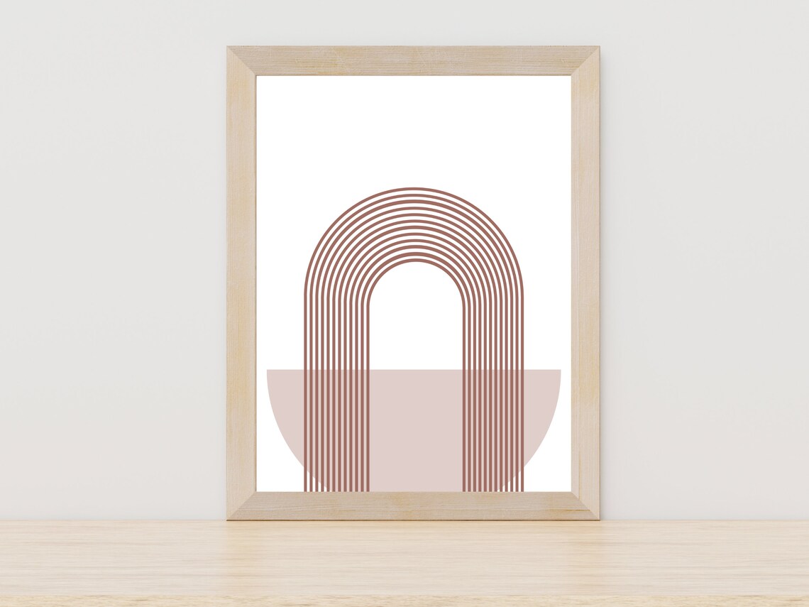 Mid Century Modern Rainbow Wall Art Neutral Tone Abstract Rainbow Geometric Rainbow Print Minimalist Boho Aesthetic Rainbow