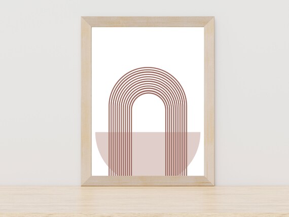 Mid Century Modern Rainbow Wall Art Neutral Tone Abstract Rainbow Geometric Rainbow Print Minimalist Boho Aesthetic Rainbow