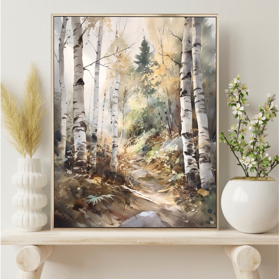 Watercolor Birch Tree Forest Art Print - Image 3