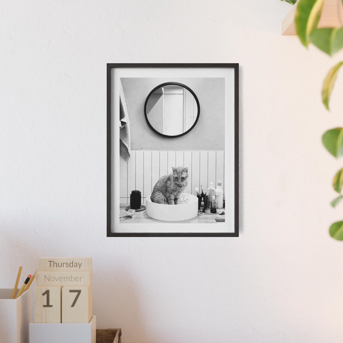 Funny Cat Reflective Photograph, Bathroom Decor - Image 3