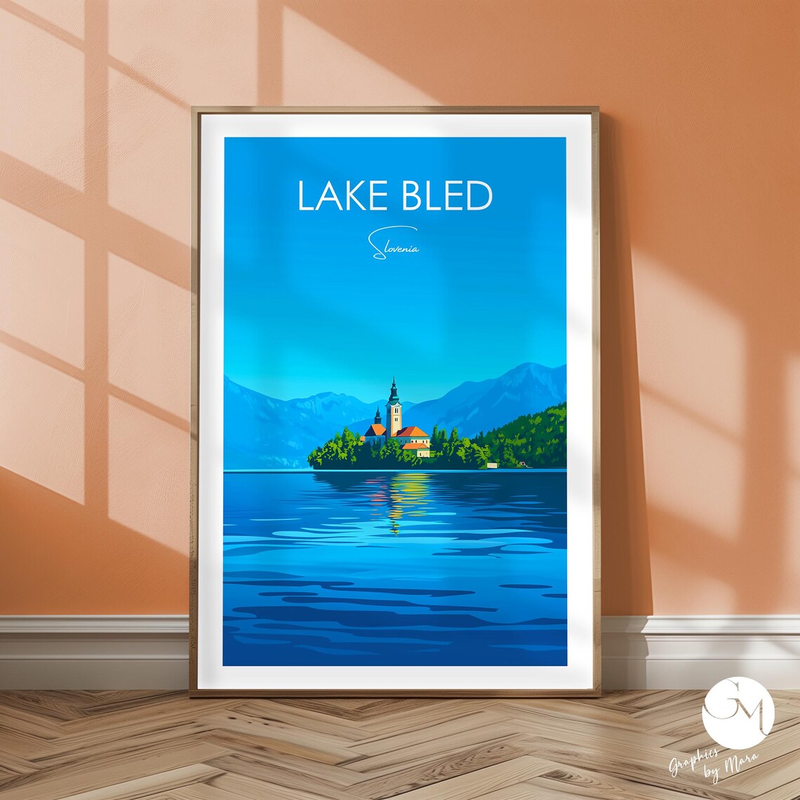 Lake Bled Slovenia Island Church Julian Alps Travel Poster Art