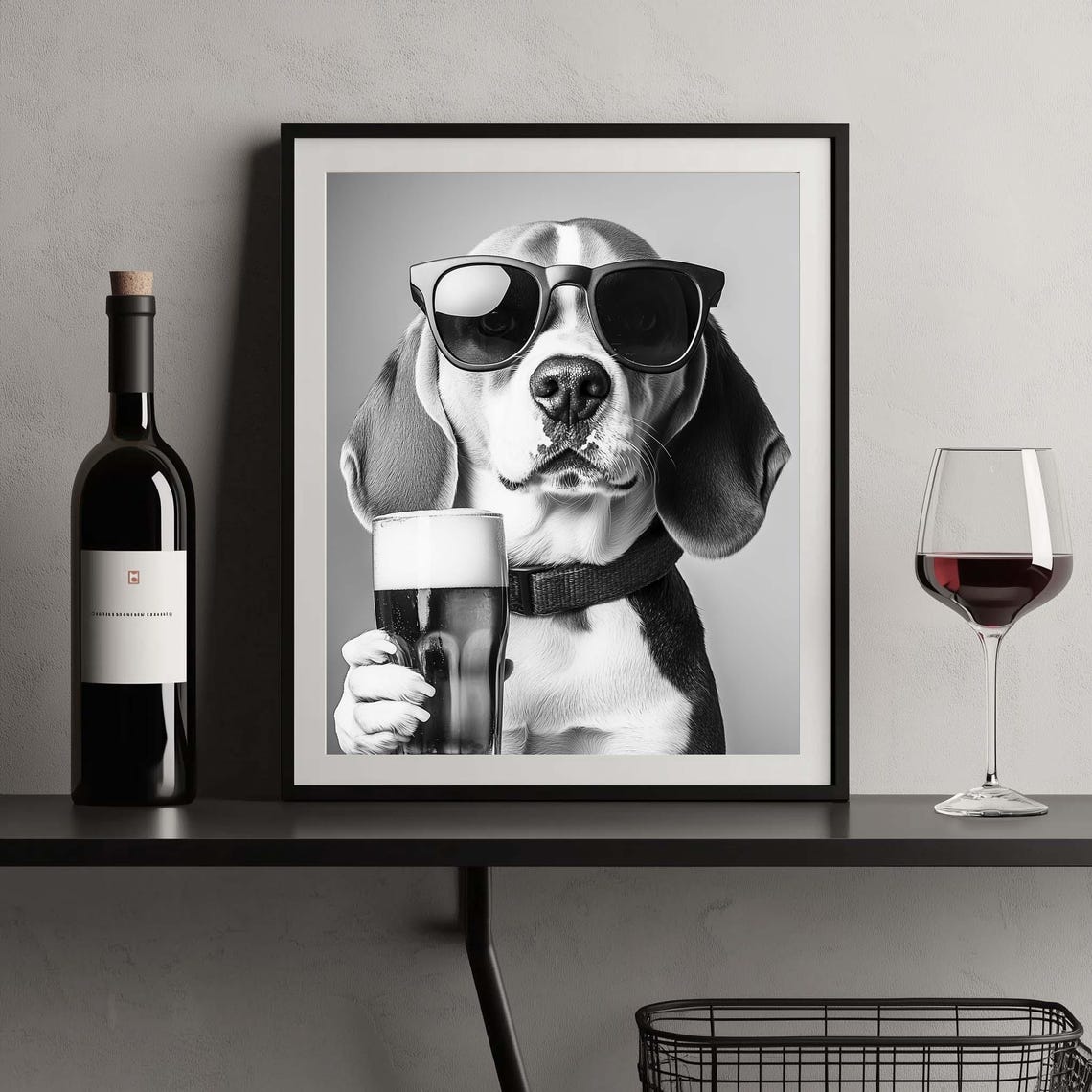Cool Beagle In Dark Sunglasses With A Tall Frosty Beer Pint Poster - Image 2