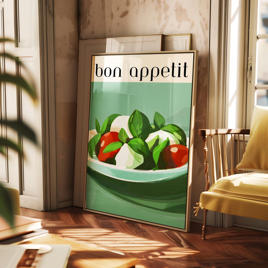 Bon Appetit Tomato Mozzarella Caprese Salad Italian Kitchen Art Poster - Image 2