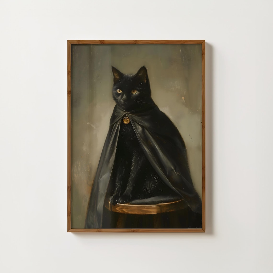Gothic Black Cat Art Print, Witchy Dark Academia