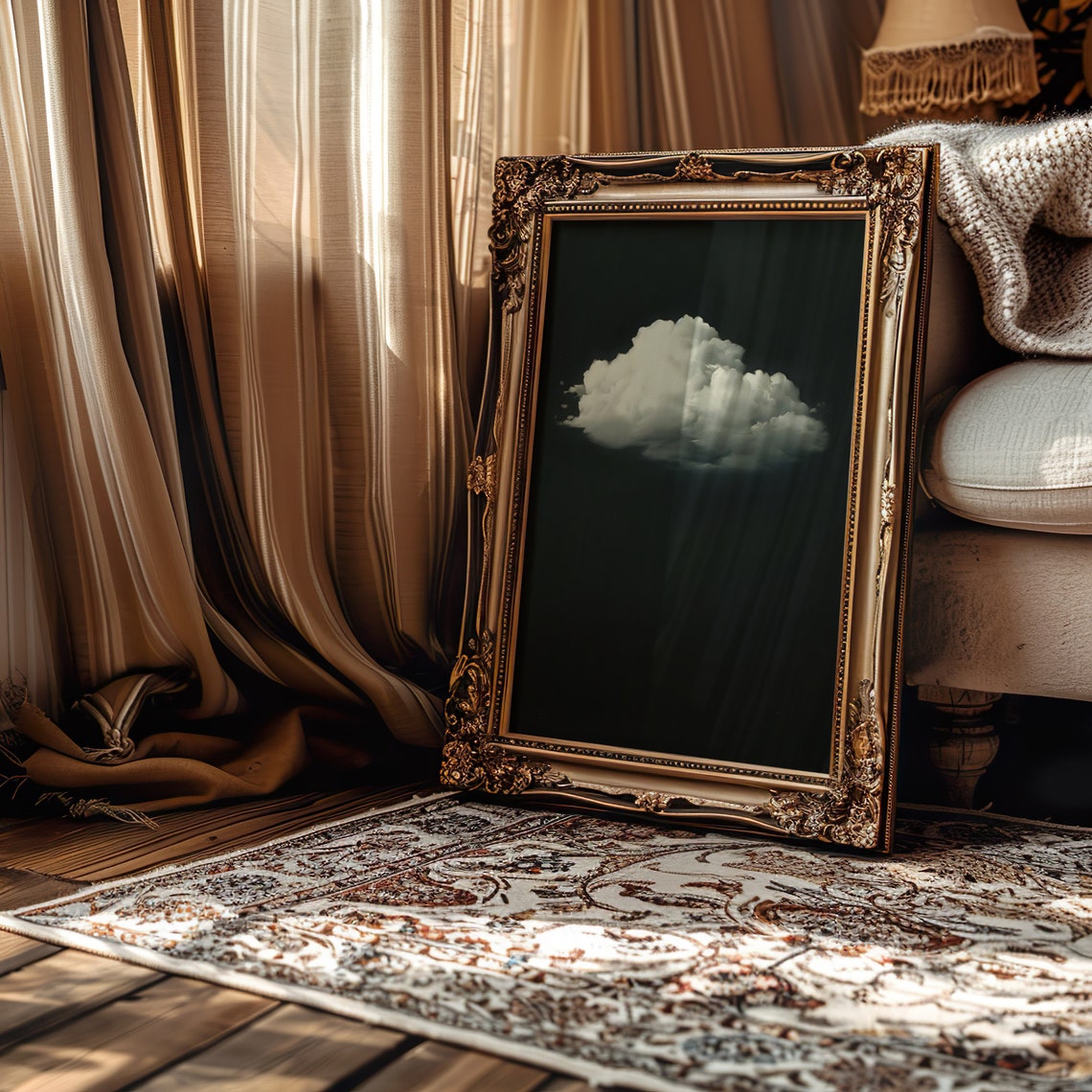 Moody Cloud Print Minimal Cloud Painting Night Sky Wall Art Trendy Cloud Poster Dark Academia Art Antique Gothic Decor Black Goth Prints - Image 2