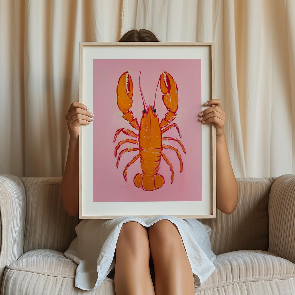 Pink Lobster Print Seafood Painting Lobster Poster Trendy Kitchen Art Colourful Food Prints Dining Room Decor Bistro Prints Lobster Art - Image 3