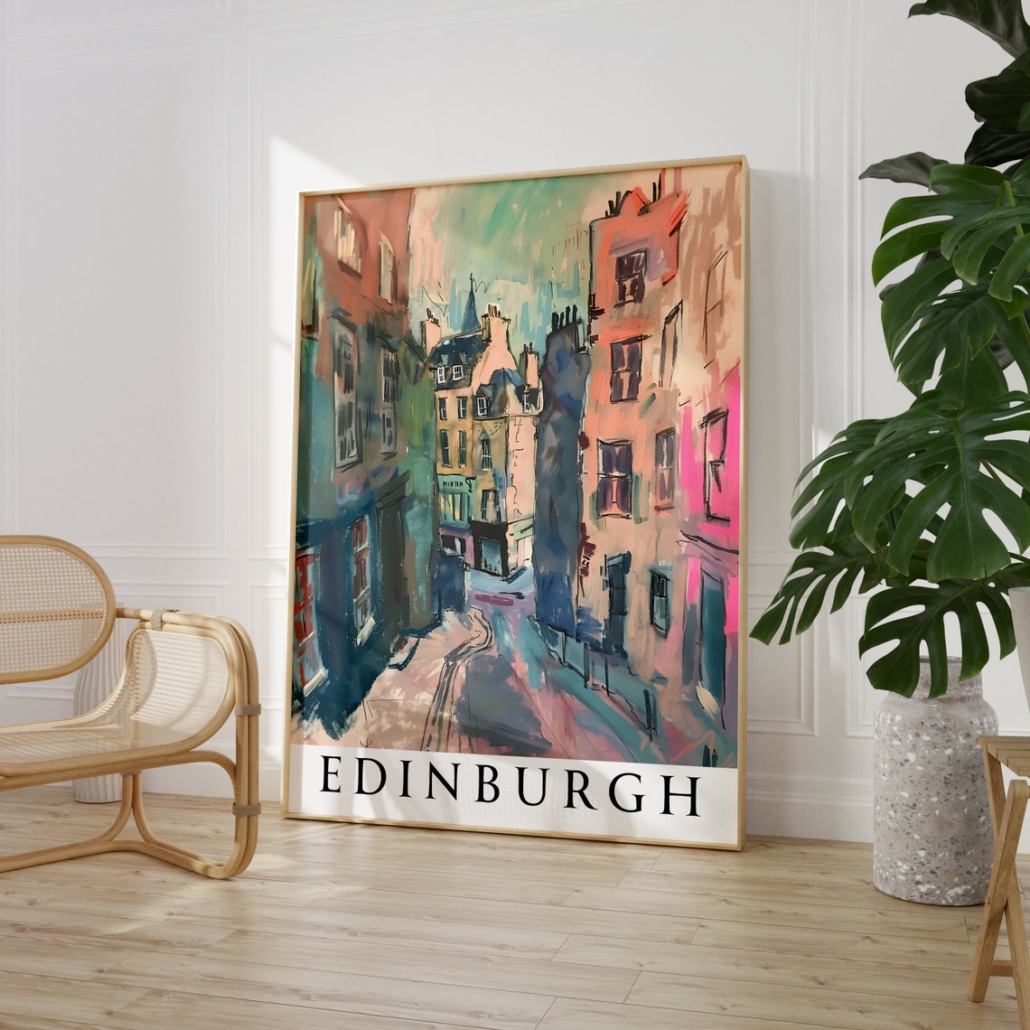 Edinburgh Old Town Street Watercolor Scotland Travel Wall Poster - Image 2