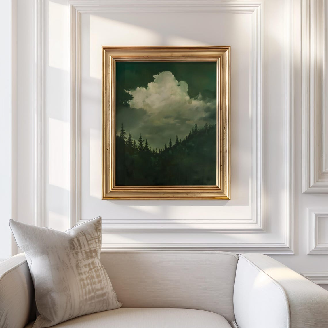 Moody Dark Pine Forest Under A Towering Storm Cloud Landscape Poster - Image 2