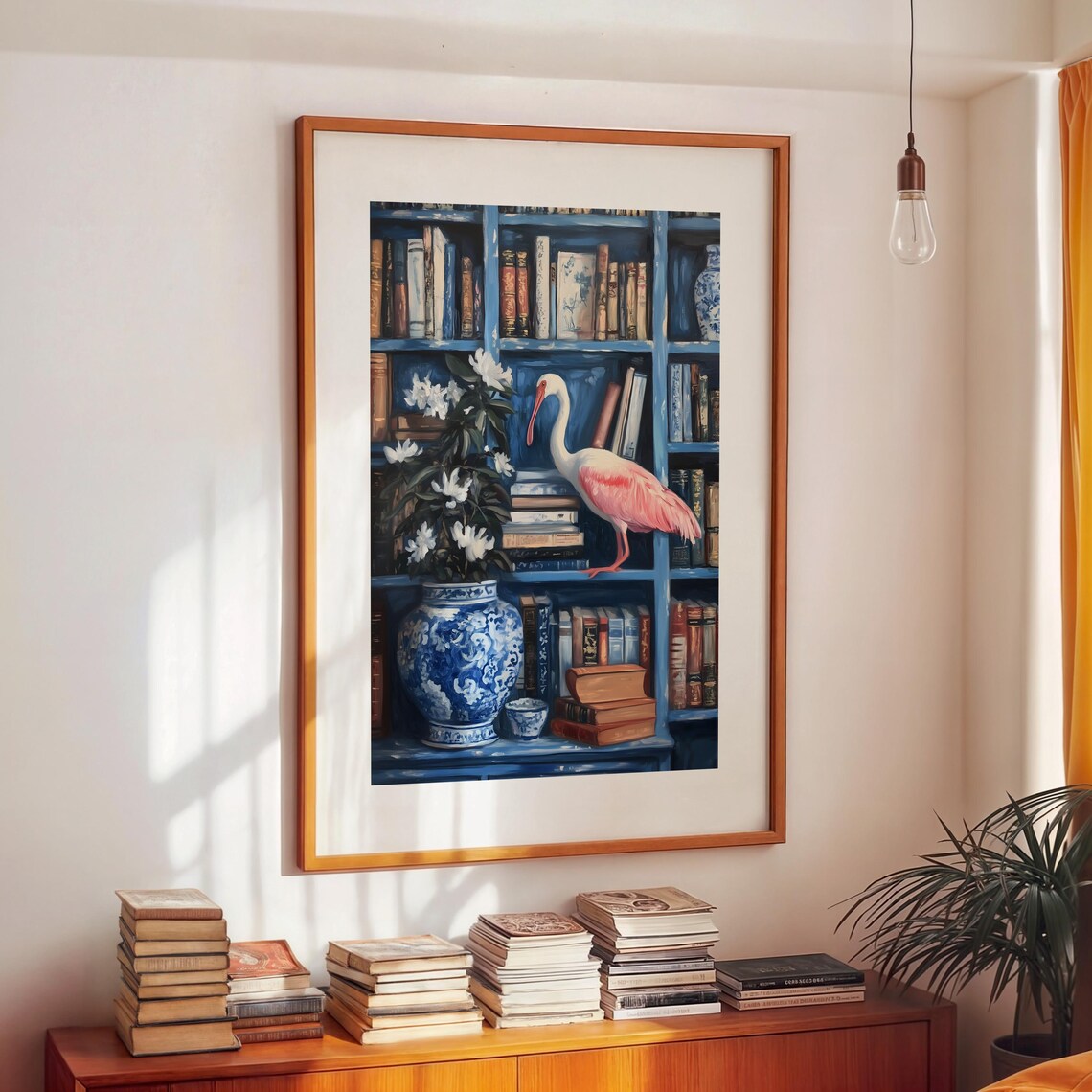 Spoonbill Library Chinoiserie Wall Art Print - Image 2
