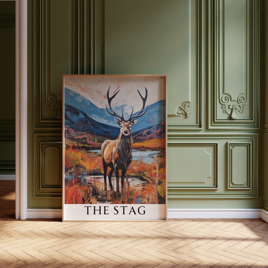 The Stag Red Deer With Antlers In Scottish Highlands Autumn Poster - Image 4