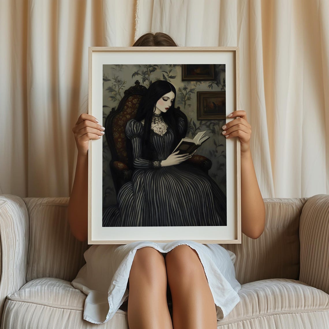 Victorian Woman Reading a Book Dark Academia Gothic Art Poster - Image 3