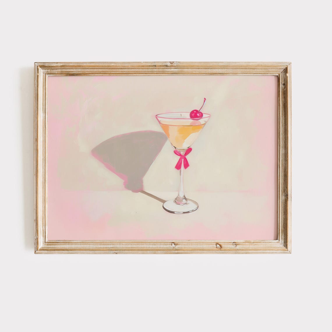 Pink Coquette Cocktail Glass With Cherry Bow Bar Cart Decor Poster