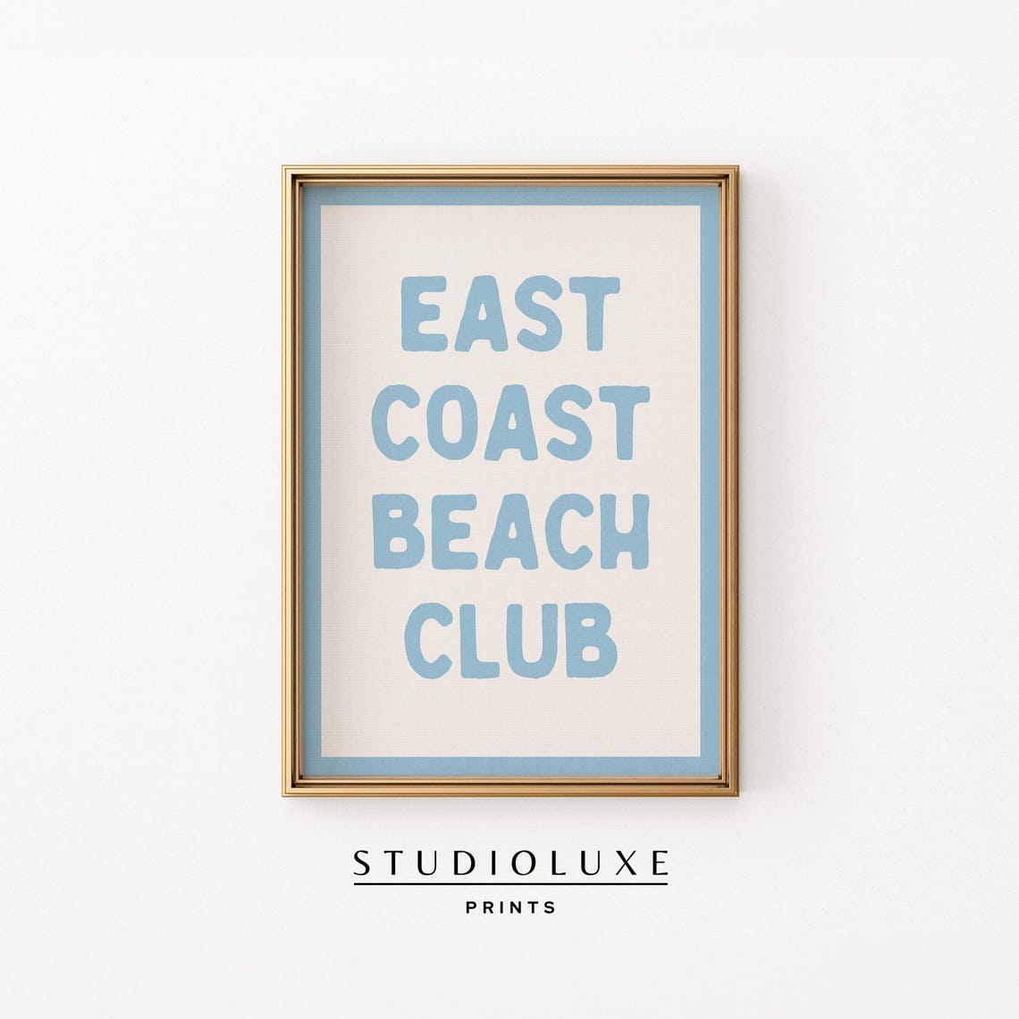 East Coast Beach Club Retro Blue Typography Coastal Beach Wall Poster