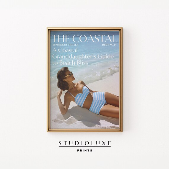 The Coastal Vintage Magazine Cover Summer by the Sea Beach Poster